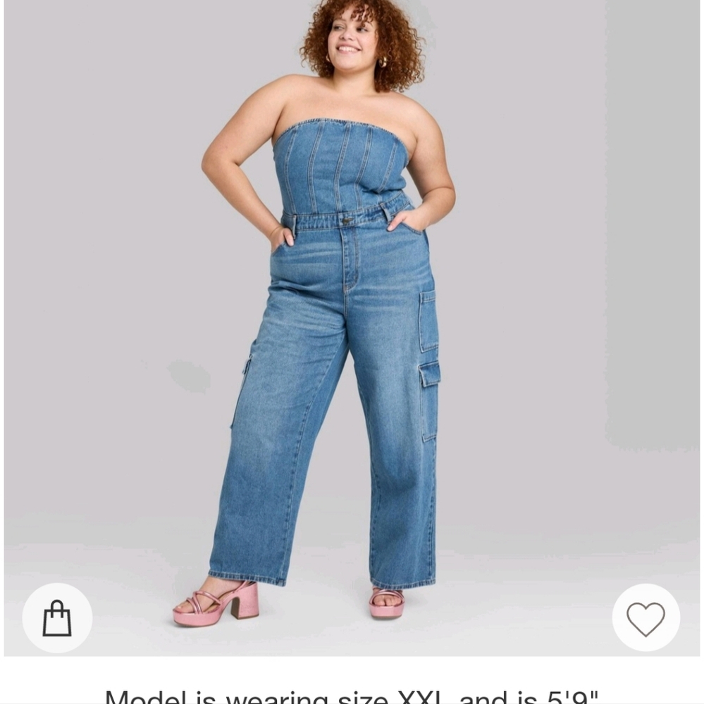 Wild Fable Denim Cargo Strapless Jumpsuit size 2X